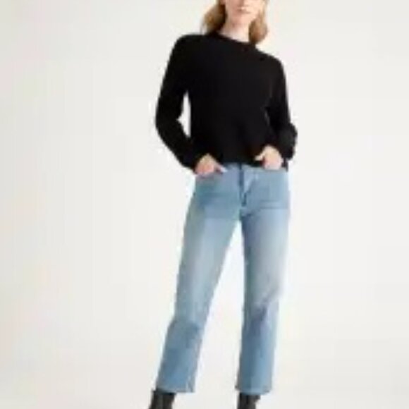 Quince 100% Organic Cotton Fisherman Crew Sweater in black - Picture 3 of 12
